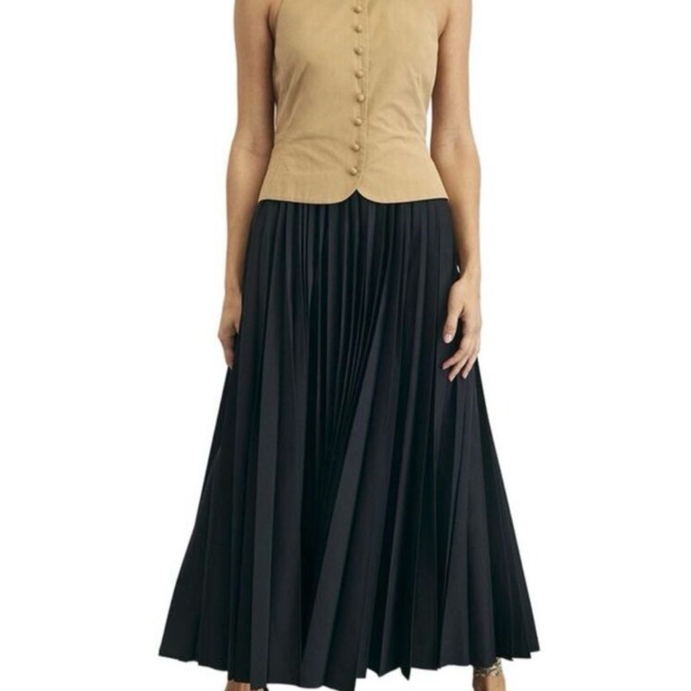 Tanya Taylor 100% Cotton Tan and Black Maxi Dress